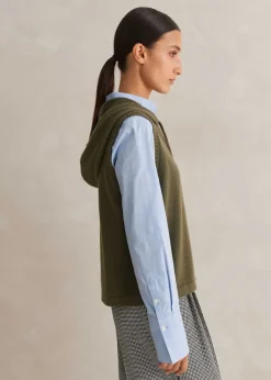 Online ME+EM Cashmere Sleeveless Relaxed Zip Hoody Khaki