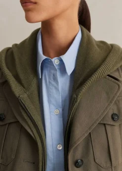 Online ME+EM Cashmere Sleeveless Relaxed Zip Hoody Khaki