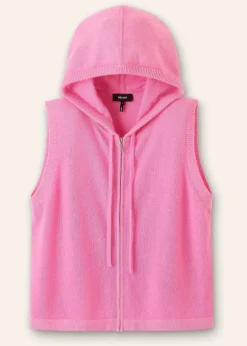 Outlet ME+EM Cashmere Sleeveless Relaxed Zip Hoody Candy Pink