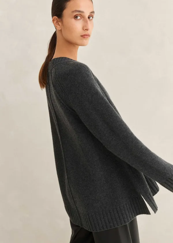 Sale ME+EM Cashmere-Blend Swing Cardigan Charcoal