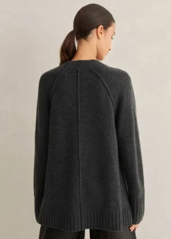Sale ME+EM Cashmere-Blend Swing Cardigan Charcoal