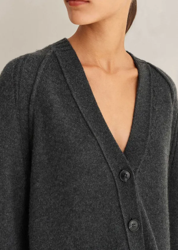 Sale ME+EM Cashmere-Blend Swing Cardigan Charcoal