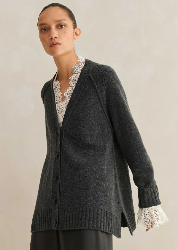 Sale ME+EM Cashmere-Blend Swing Cardigan Charcoal