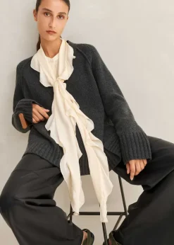 Sale ME+EM Cashmere-Blend Swing Cardigan Charcoal