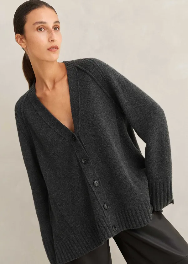 Sale ME+EM Cashmere-Blend Swing Cardigan Charcoal