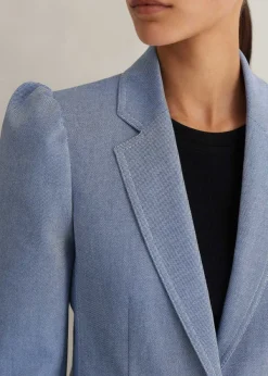 ME+EM Chambray Tailoring Fitted Blazer Blue