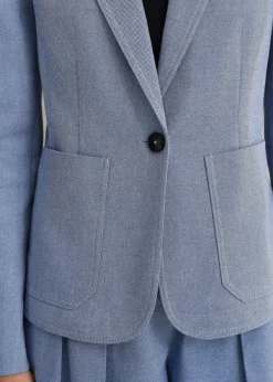 ME+EM Chambray Tailoring Fitted Blazer Blue