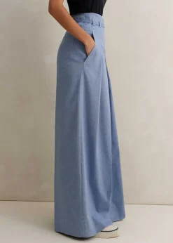 Online ME+EM Chambray Tailoring Super Wide-Leg Trouser Blue
