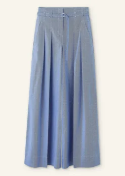 Online ME+EM Chambray Tailoring Super Wide-Leg Trouser Blue