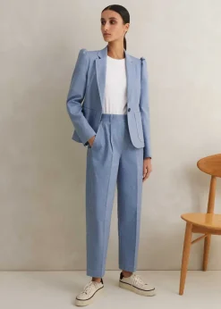 Best ME+EM Chambray Tailoring Tapered Trouser Suit Blue