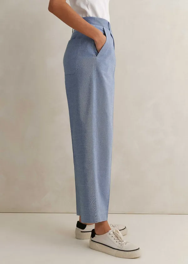 Sale ME+EM Chambray Tailoring Tapered Trouser Blue