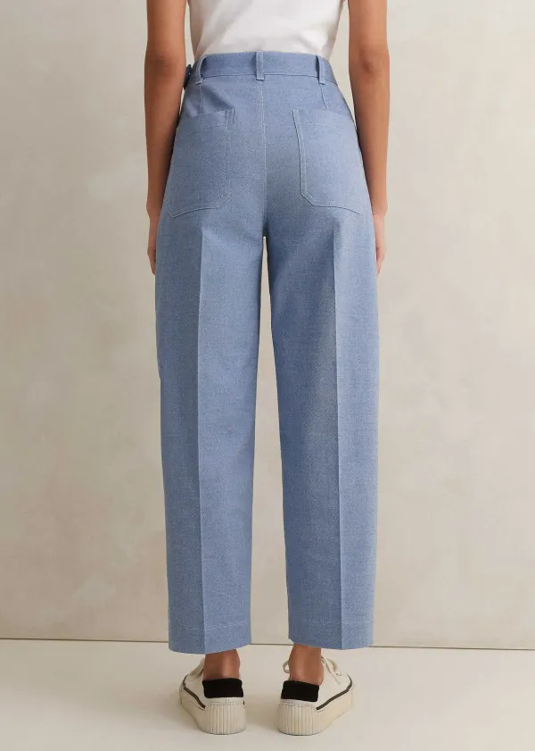 Sale ME+EM Chambray Tailoring Tapered Trouser Blue