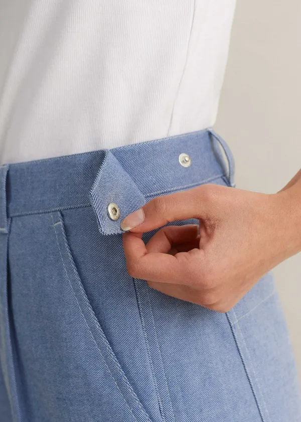 Sale ME+EM Chambray Tailoring Tapered Trouser Blue