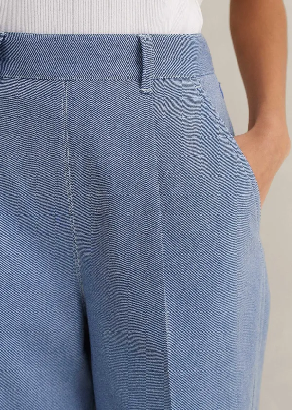 Sale ME+EM Chambray Tailoring Tapered Trouser Blue