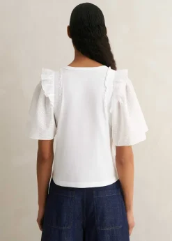 Hot ME+EM Check Detail Boxy T-Shirt Fresh White