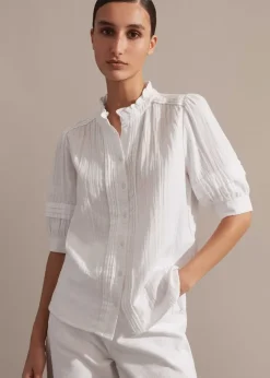 Online ME+EM Cheesecloth Blouse Soft White