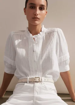 Online ME+EM Cheesecloth Blouse Soft White