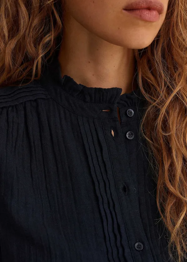 Sale ME+EM Cheesecloth Blouse Navy