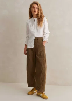Sale ME+EM Cheesecloth Broderie Trim Blouse Soft White