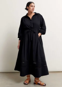 Online ME+EM Cheesecloth Drawstring Maxi Dress Black