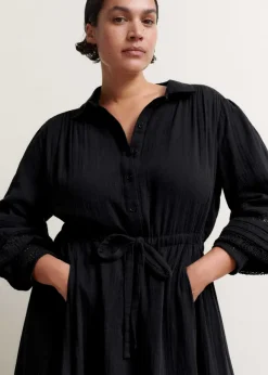 Online ME+EM Cheesecloth Drawstring Maxi Dress Black