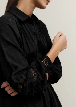 Online ME+EM Cheesecloth Drawstring Maxi Dress Black