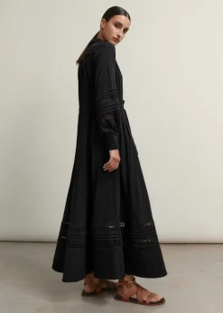 Online ME+EM Cheesecloth Drawstring Maxi Dress Black