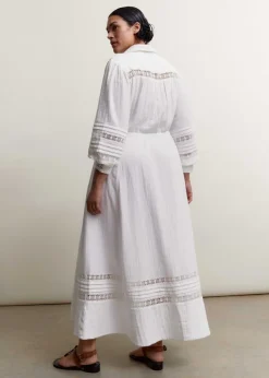 Hot ME+EM Cheesecloth Drawstring Maxi Dress Soft White