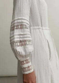 Hot ME+EM Cheesecloth Drawstring Maxi Dress Soft White