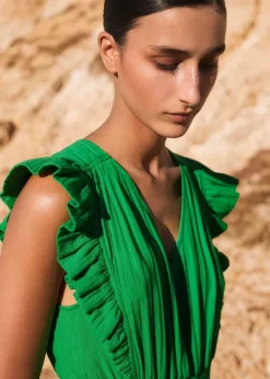 Online ME+EM Cheesecloth Maxi Dress Spring Green