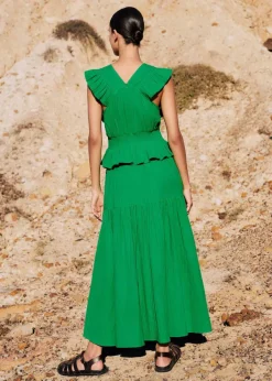 Online ME+EM Cheesecloth Maxi Dress Spring Green