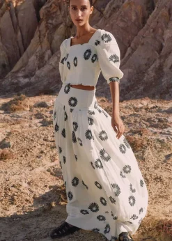 Clearance ME+EM Cheesecloth Modern Daisy Print Co-Ord Neutrals