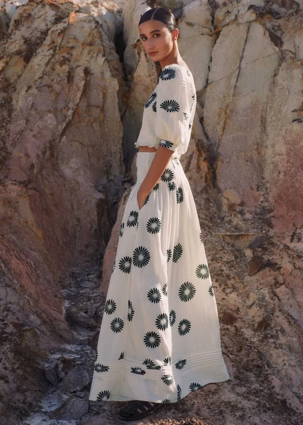 Clearance ME+EM Cheesecloth Modern Daisy Print Co-Ord Neutrals