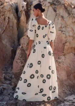 Clearance ME+EM Cheesecloth Modern Daisy Print Maxi Skirt Cream/Black