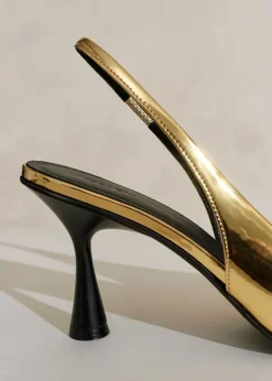 Outlet ME+EM Chisel Toe Metallic Slingback Gold