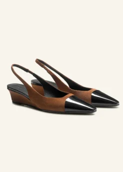 Hot ME+EM Chisel Toe Wedge Slingback Tan
