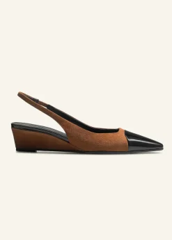 Hot ME+EM Chisel Toe Wedge Slingback Tan