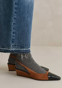 Hot ME+EM Chisel Toe Wedge Slingback Tan