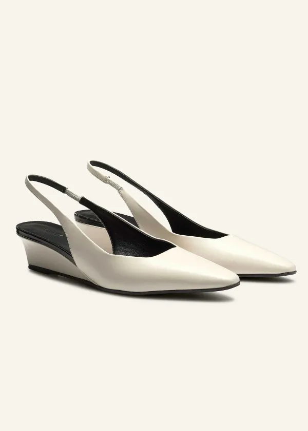 ME+EM Chisel Toe Wedge Slingback Off White