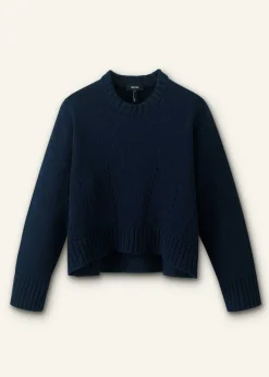 Clearance ME+EM Chunky Cotton Curved Hem Jumper Navy