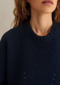 Clearance ME+EM Chunky Cotton Curved Hem Jumper Navy