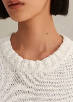 Clearance ME+EM Chunky Cotton Curved Hem Jumper Fresh White