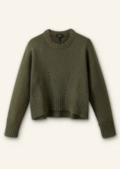 ME+EM Chunky Cotton Curved Hem Jumper Light Khaki