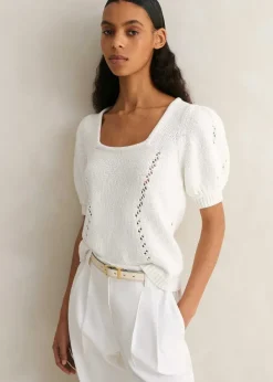 Discount ME+EM Chunky Cotton Fashioned Square Neck Tee Fresh White