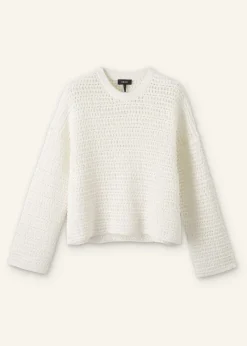 Outlet ME+EM Chunky Cotton Open Stitch Box Jumper Fresh White