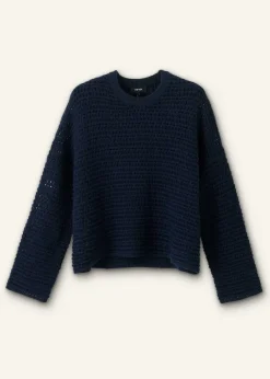 ME+EM Chunky Cotton Open Stitch Box Jumper Navy