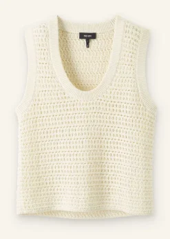 Best ME+EM Chunky Cotton Open Stitch Vest Cream