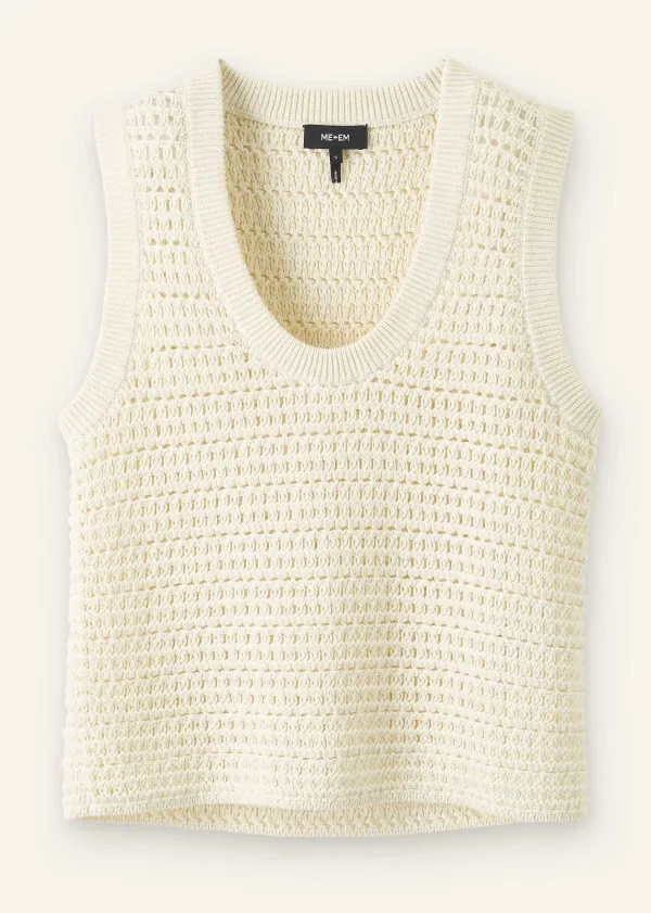 Best ME+EM Chunky Cotton Open Stitch Vest Cream