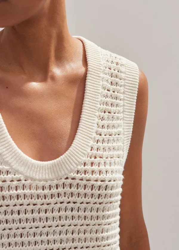 Best ME+EM Chunky Cotton Open Stitch Vest Cream