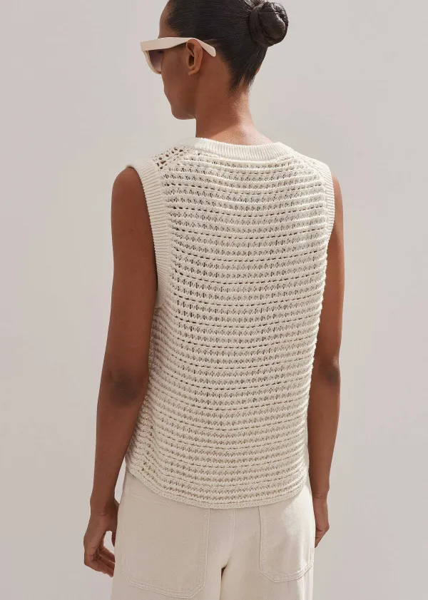 Best ME+EM Chunky Cotton Open Stitch Vest Cream